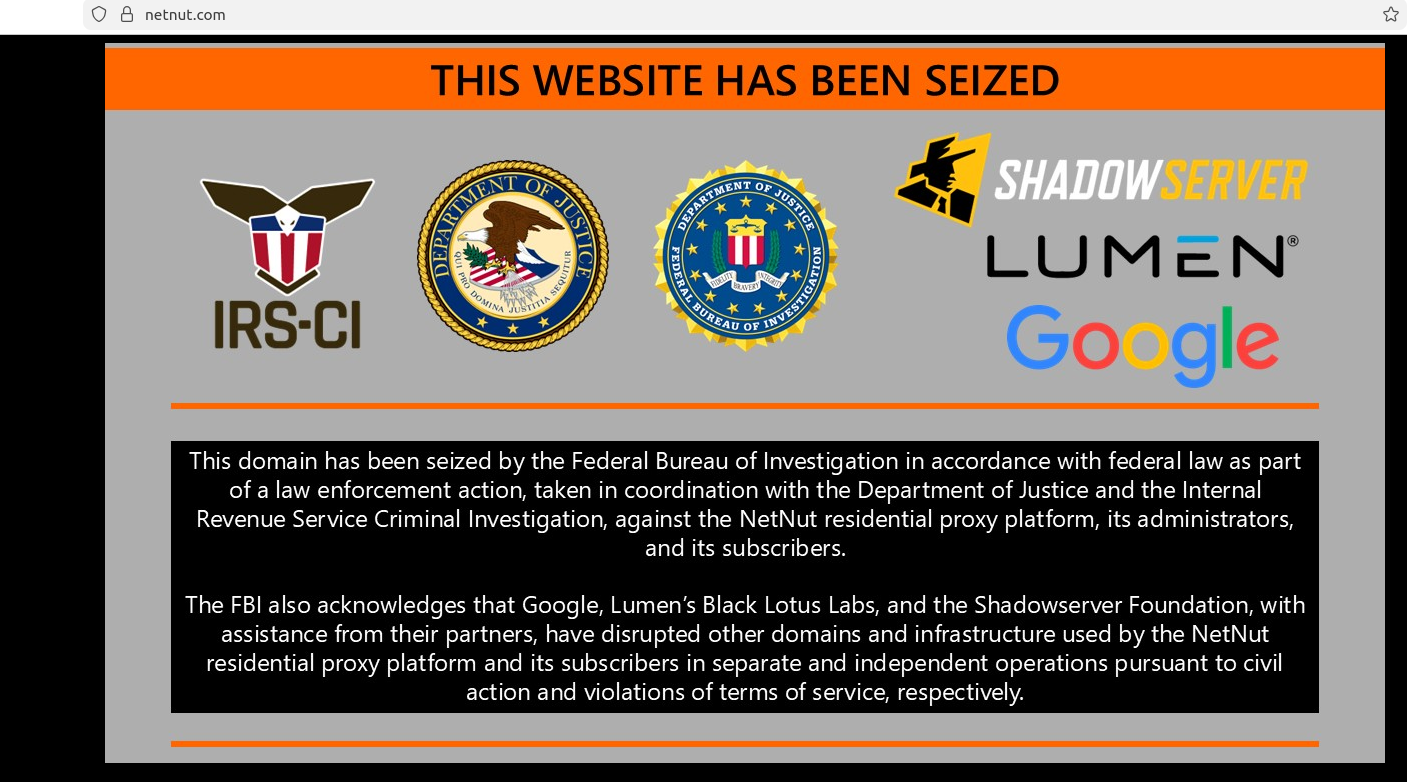 Imagem do artigo: FBI apreende plataforma NetNut Proxy, Popa Botnet